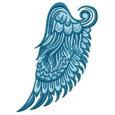 Stunning wing embroidery design displayed on fabric, showcasing intricate feather details for creative stitching projects.