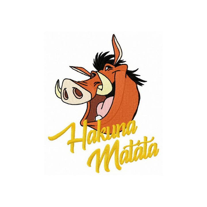 Smiling Pumba embroidery design - Embroidery Design