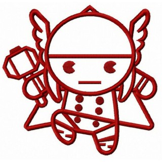Chibi Thor attacks embroidery design - Embroidery Design