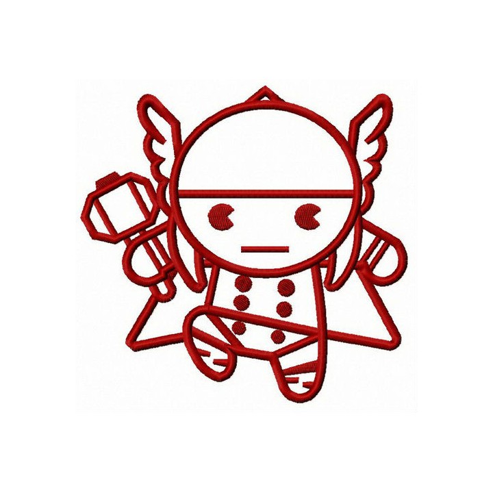 Chibi Thor attacks embroidery design - Embroidery Design