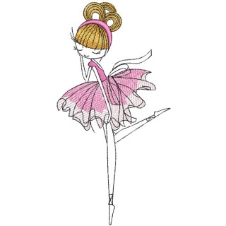 Young pretty ballet dancer embroidery design - Embroidery Design