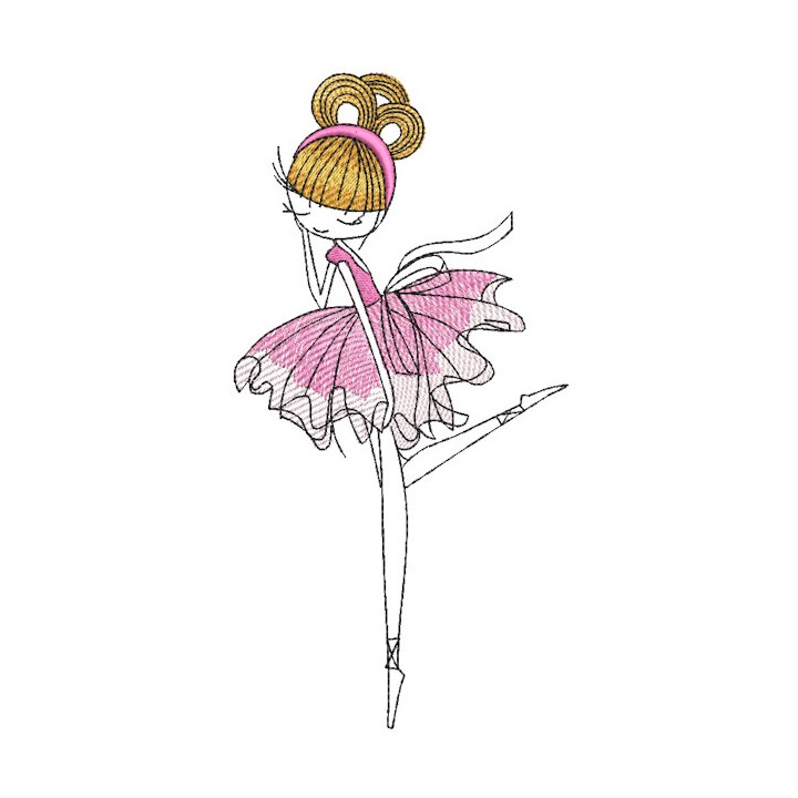 Young pretty ballet dancer embroidery design - Embroidery Design