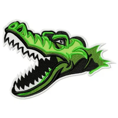 Crocodile 5 embroidery design showcasing an intricate stitched motif of an African crocodile, ideal for various projects.