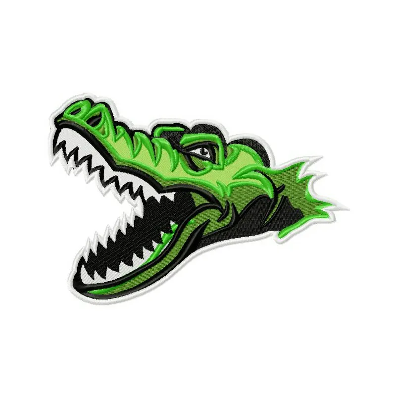 Crocodile 5 embroidery design showcasing an intricate stitched motif of an African crocodile, ideal for various projects.