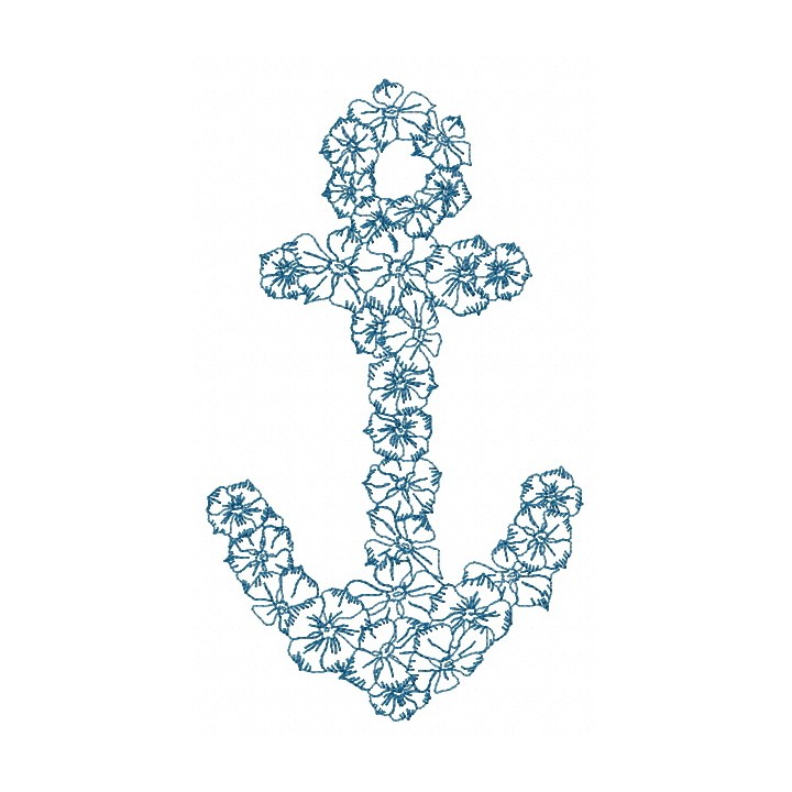 Floral anchor 3 embroidery design - Embroidery Design