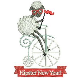 Hipster New Year embroidery design - Embroidery Design