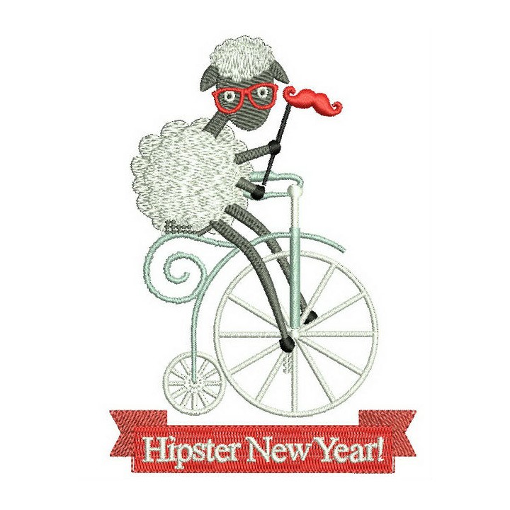 Hipster New Year embroidery design - Embroidery Design
