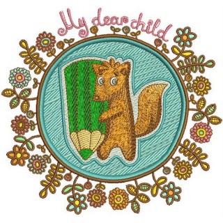 Squirrel the painter embroidery design - Embroidery Design