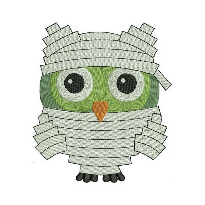 Owl in mummy costume embroidery design - Embroidery Design