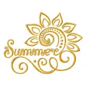 Vibrant Summer 3 embroidery design showcasing a cheerful sun and floral motifs, ideal for summer-themed projects.