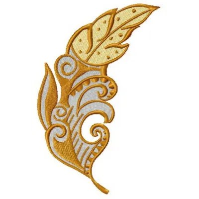 Feather 7 embroidery design featuring intricate details, perfect for enhancing t-shirts and tote bags.