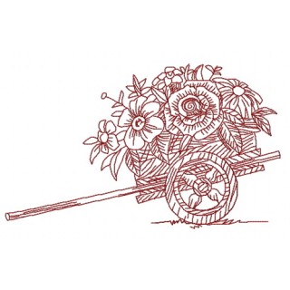 Cart with flowers 2 embroidery design - Embroidery Design