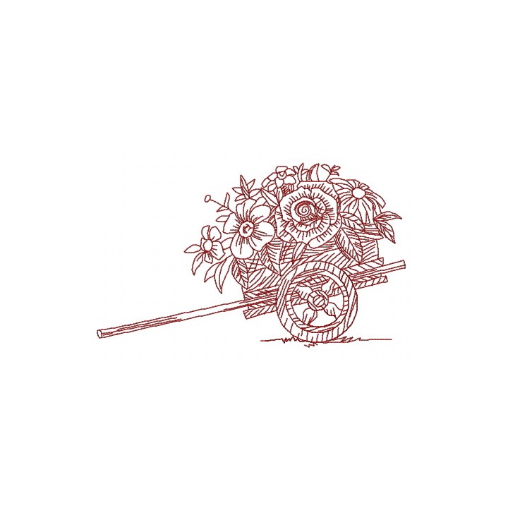 Cart with flowers 2 embroidery design - Embroidery Design