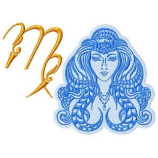 Zodiac sign Virgo 4 embroidery design - Embroidery Design