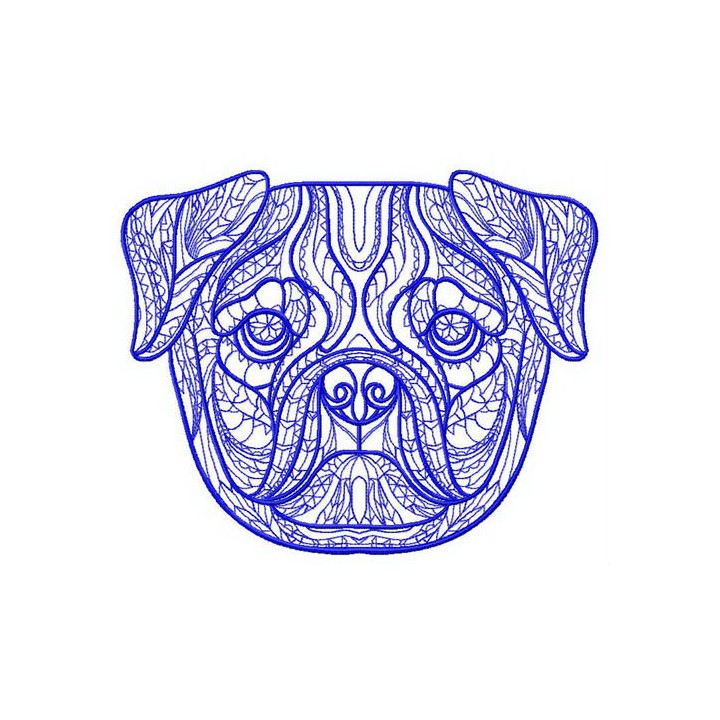 Mosaic pug-dog 2 embroidery design - Embroidery Design