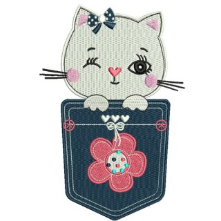 Kitten in pocket 2 embroidery design - Embroidery Design
