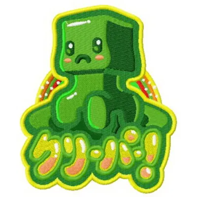 Creeper 2 embroidery design showcasing a Minecraft-inspired stitched motif for creative projects.