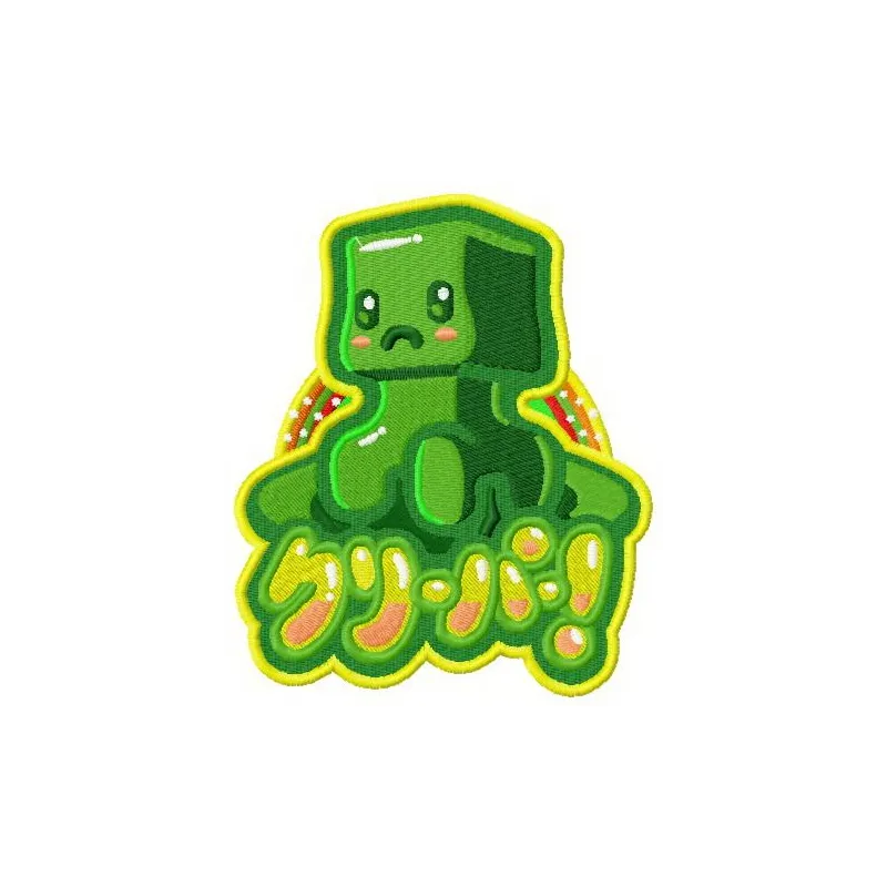 Creeper 2 embroidery design showcasing a Minecraft-inspired stitched motif for creative projects.