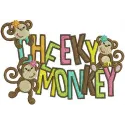 Cheeky monkey embroidery design showcasing a playful monkey motif, perfect for stitching on children's clothing and accessor…