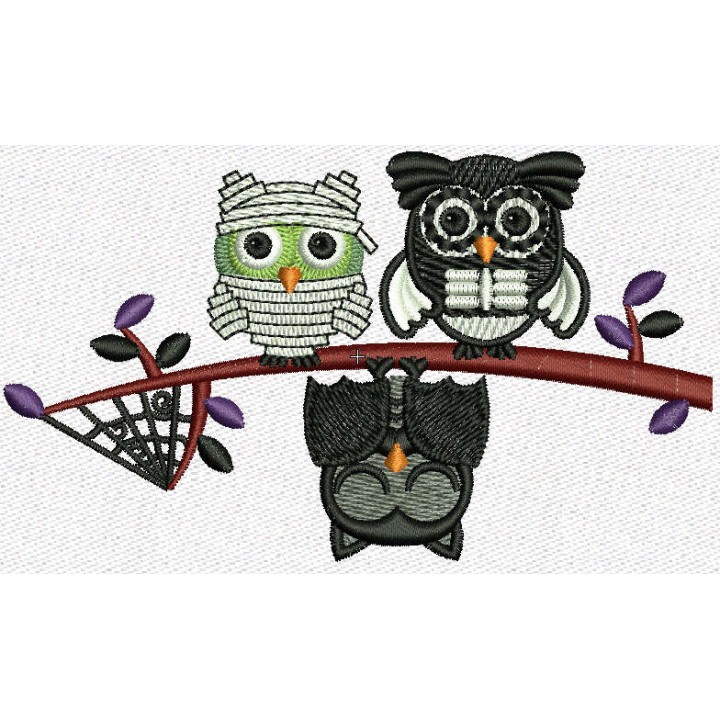 Owls in Halloween costumes embroidery design - Embroidery Design