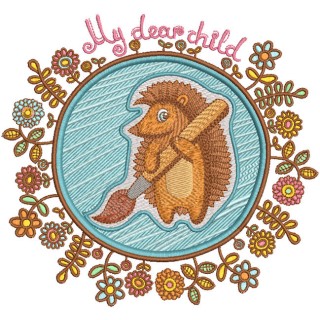 Hedgehog the painter  embroidery design - Embroidery Design