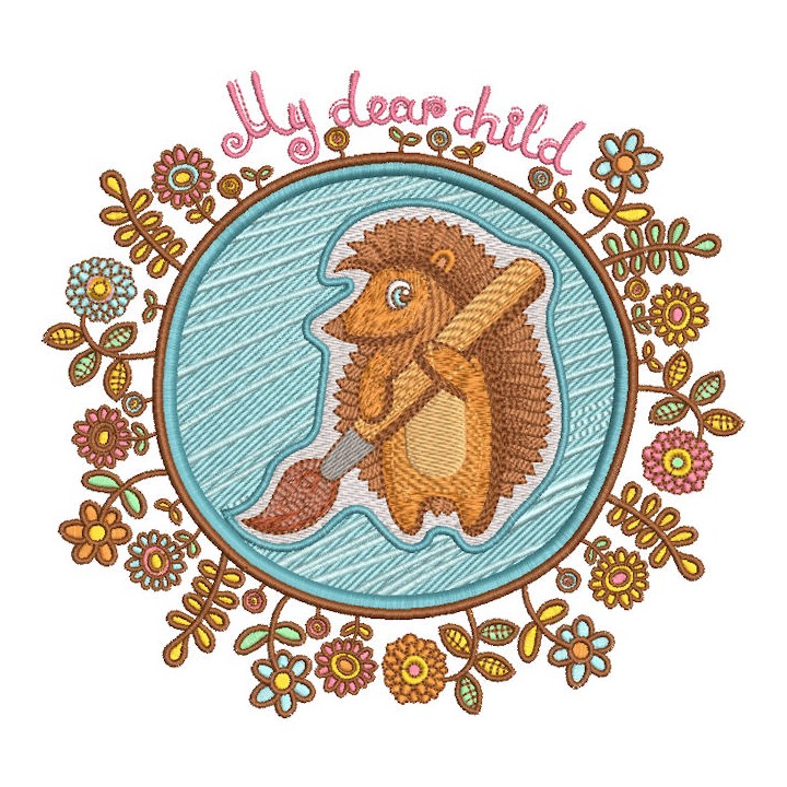 Hedgehog the painter  embroidery design - Embroidery Design