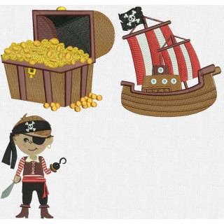 Pirate set embroidery design - Embroidery Design