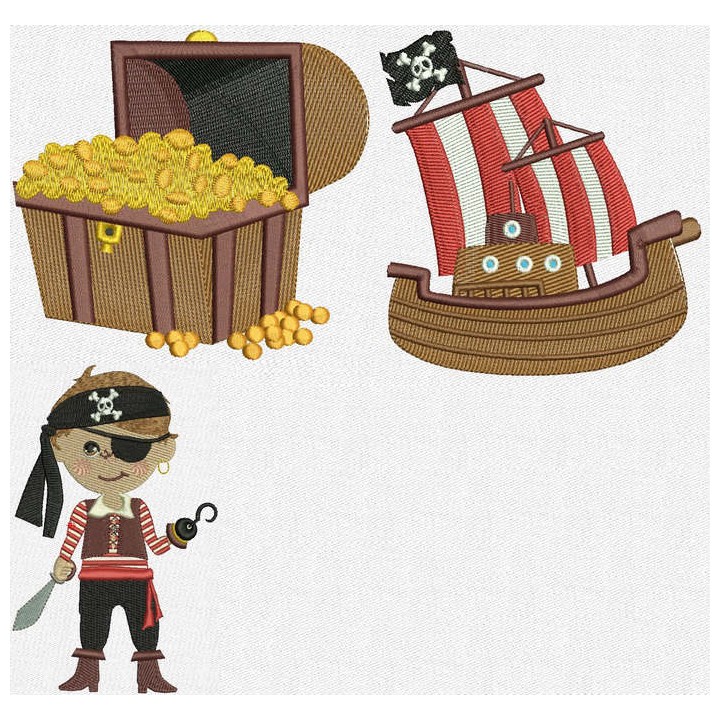 Pirate set embroidery design - Embroidery Design