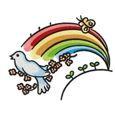 Vibrant Rainbow 2 embroidery design showcasing colorful arcs, perfect for summer-themed stitching projects.