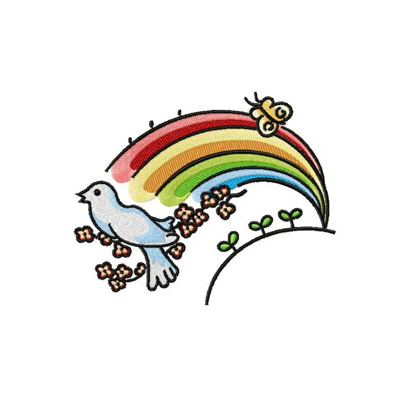 Vibrant Rainbow 2 embroidery design showcasing colorful arcs, perfect for summer-themed stitching projects.