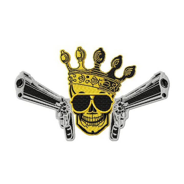 Skull, crown, guns 3 embroidery design - Embroidery Design