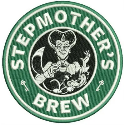 Stepmother's brew embroidery design featuring intricate motifs inspired by Sleeping Beauty, perfect for various projects.