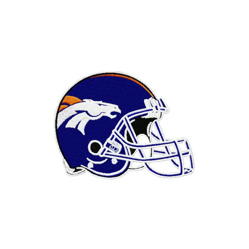 Denver Broncos helmet embroidery design showcasing the team's logo for stitching on apparel and accessories.