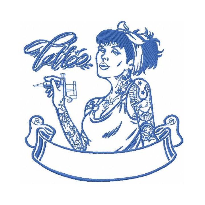 Modern tattoo girl 2 embroidery design - Embroidery Design