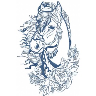 Horse and roses embroidery design - Embroidery Design