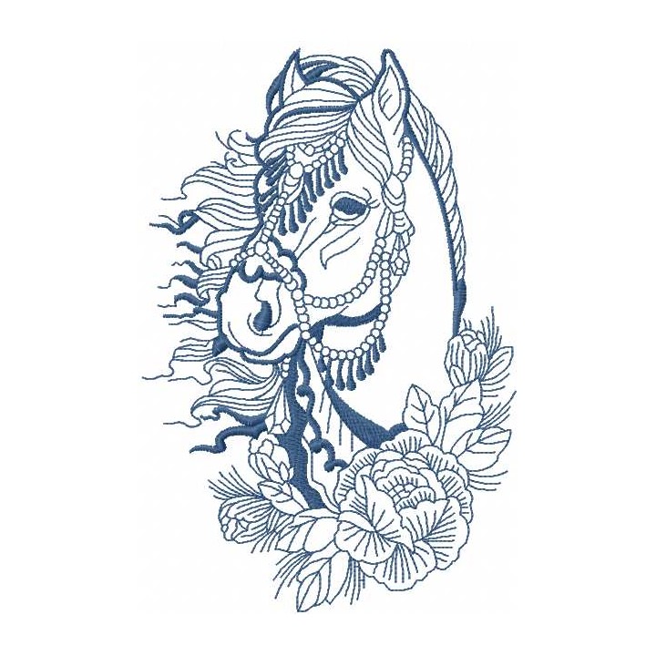Horse and roses embroidery design - Embroidery Design