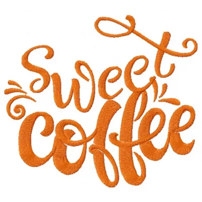 Sweet coffee embroidery design featuring a whimsical coffee cup, ideal for stitching on tote bags and hoodies.