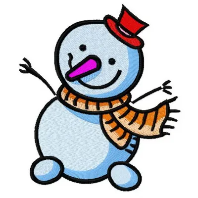 Happy snowman 4 embroidery design preview showcasing a cheerful snowman, perfect for winter-themed stitching projects.
