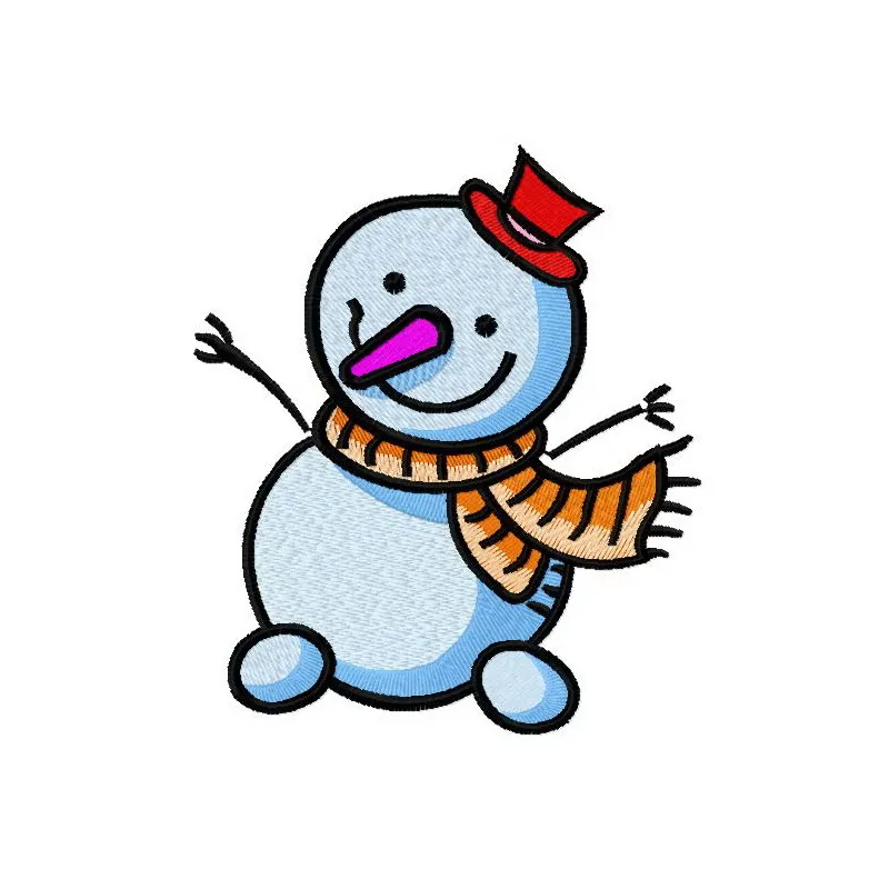 Happy snowman 4 embroidery design preview showcasing a cheerful snowman, perfect for winter-themed stitching projects.