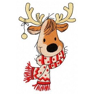 Cute Christmas deer 3 embroidery design - Embroidery Design