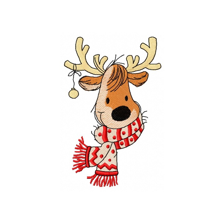 Cute Christmas deer 3 embroidery design - Embroidery Design