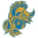 Grumpy golden fish embroidery design showcasing a whimsical sea life motif for creative stitching projects.