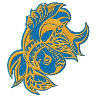 Grumpy golden fish embroidery design - Embroidery Design