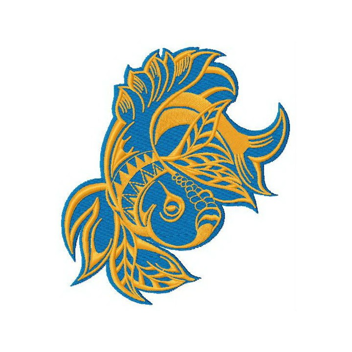 Grumpy golden fish embroidery design - Embroidery Design