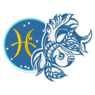 Zodiac sign Pisces 3 embroidery design - Embroidery Design