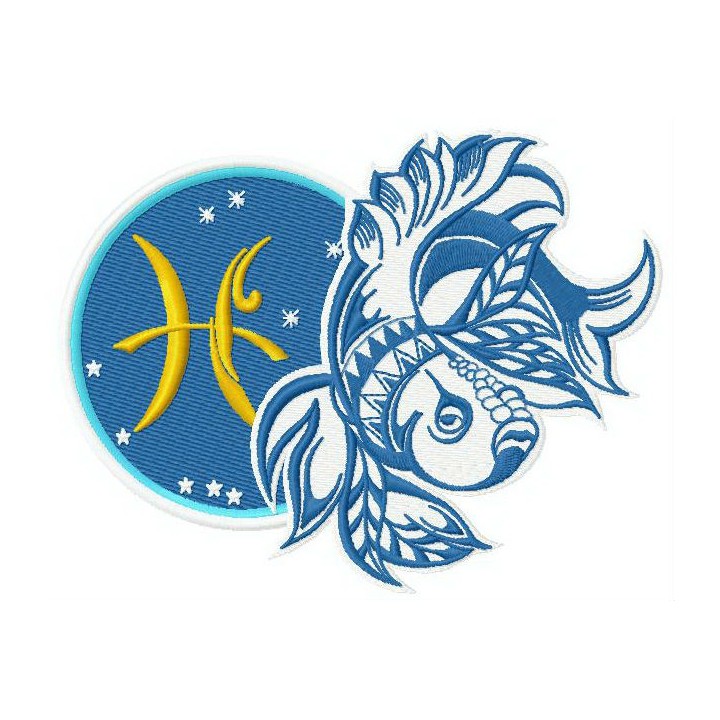 Zodiac sign Pisces 3 embroidery design - Embroidery Design