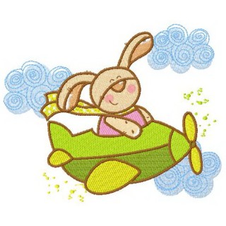 Bunny the pilot embroidery design - Embroidery Design