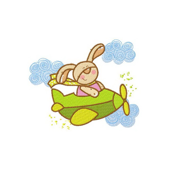 Bunny the pilot embroidery design - Embroidery Design