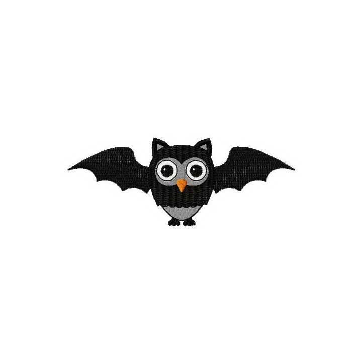 Owl in bat costume embroidery design - Embroidery Design