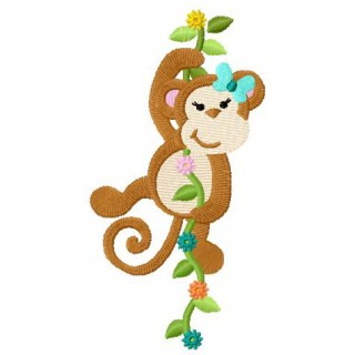 Monkey climbs the liana embroidery design - Embroidery Design